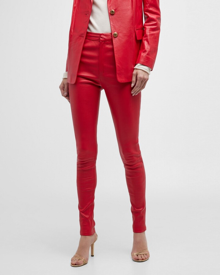 Women's Red Leather Pants