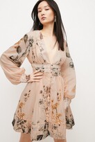 Thumbnail for your product : Karen Millen Blush Botanical Border Print Silk Cotton Mini Dress
