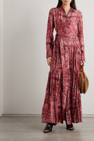 Thumbnail for your product : Golden Goose Belted Tiered Paisley-print Satin-twill Maxi Dress - IT38