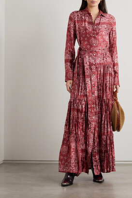 Golden Goose Belted Tiered Paisley-print Satin-twill Maxi Dress - IT38