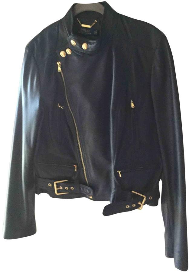 ralph lauren blue leather jacket