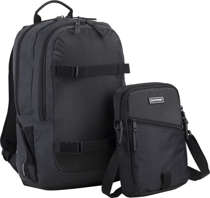Eastsport Unisex Travel Backpack with Removable Shoulder Bag, Black