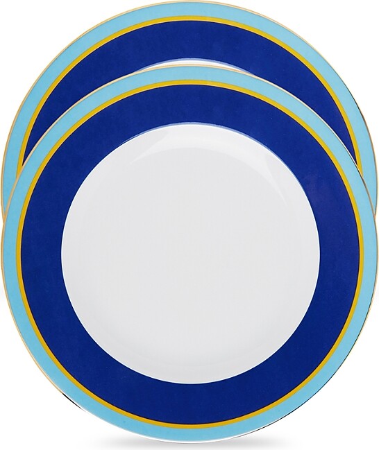 La DoubleJ Painted Trim Dinner Plates, Set of 2