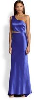 Thumbnail for your product : ABS by Allen Schwartz Satin One-Shoulder Cutout Gown