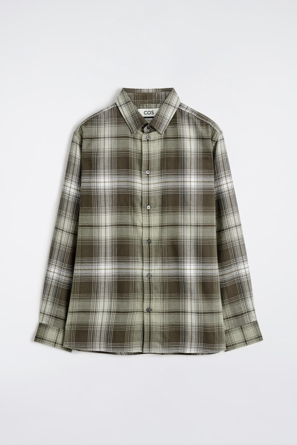COS Checked Pima Cotton Shirt in Brown