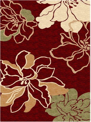 Linon Milan Collection Red/ Ivory Area Rug (8' x 10'3)