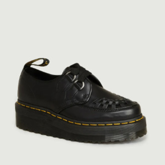 Dr. Martens Black Leather Sidney Quad Creeper Derbies Boots - leather | black | 36 - Black/Black