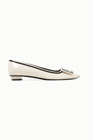 Thumbnail for your product : Roger Vivier Belle Vivier Graphic Patent-trimmed Leather Flats - Off-white