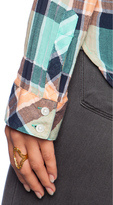 Thumbnail for your product : C&C California Split Neck Crinkle Plaid Shirt