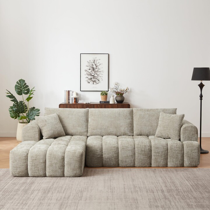 KEIKI 108.3'' Chenille L-Shape Luxury Sectional Oversized Sofa