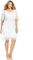 Thumbnail for your product : Spense Plus Size Crochet-Trim Lace Dress