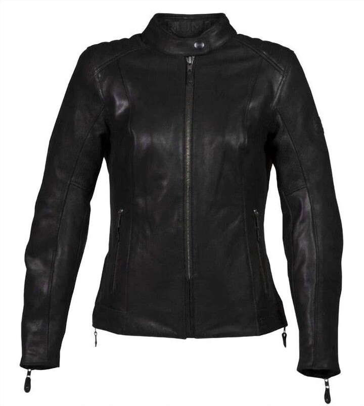 Triumph Women'S Roxbury Leather Motorcycle Jacket In Black