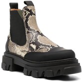 Thumbnail for your product : Ganni snakeskin-print Chelsea boots