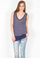 Thumbnail for your product : Feel The Piece Striped Double V Tank in Navy/White