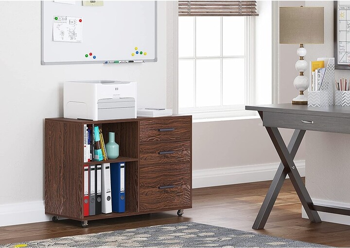 Spirich 3Drawer Mobile Lateral Filing Printer Stand With Open
