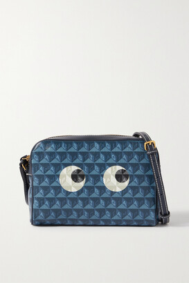 Anya Hindmarch I Am A Plastic Bag Eyes Recycled Coated-canvas And Leather Shoulder Bag - Blue