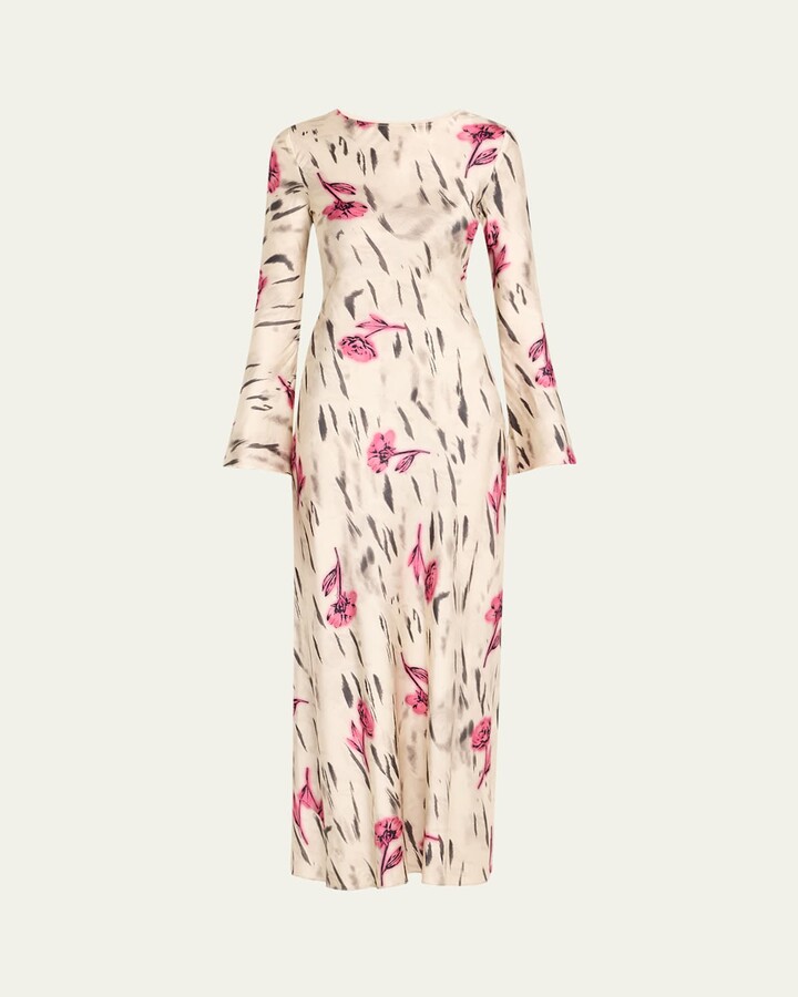 Open-Back Stretch Satin Maxi Dress