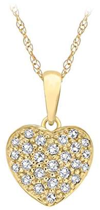 Prive Pave Women's 9ct Yellow Gold Round White Diamonds Small Intricate Heart Pendant Necklace of 44.5cm