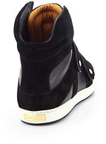Thumbnail for your product : Jimmy Choo Yazz Leather & Suede High-Top Sneakers