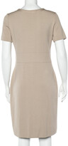 Thumbnail for your product : CH Carolina Herrera Beige Knit Zip Front Fitted Dress M