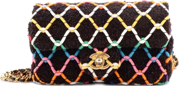 Chanel Pre Owned Pearl Crush Flap Bag Quilted Tweed Mini shoulder bag