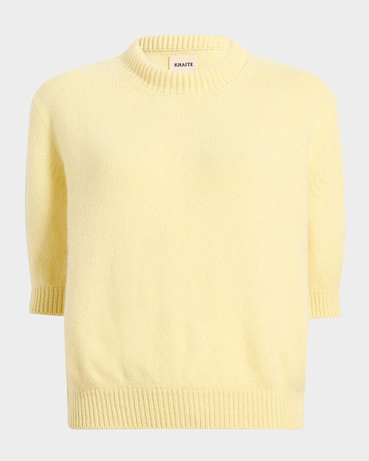 KHAITE Davin Short-Sleeve Cashmere Sweater