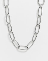 Thumbnail for your product : ASOS DESIGN necklace with chunky hardware links in silver tone