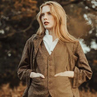 Lanefortyfive Cobbler Women's Waistcoat - Brown Checked Tweed