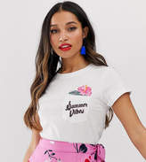 Thumbnail for your product : Brave Soul Petite summer vibes t shirt with pocket embroidery