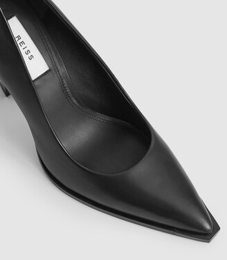 Reiss ADA COURT LEATHER COURT SHOES Black