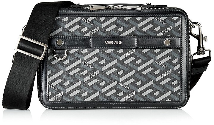 Versace La Greca Signature Coated Canvas Messenger Bag - ShopStyle