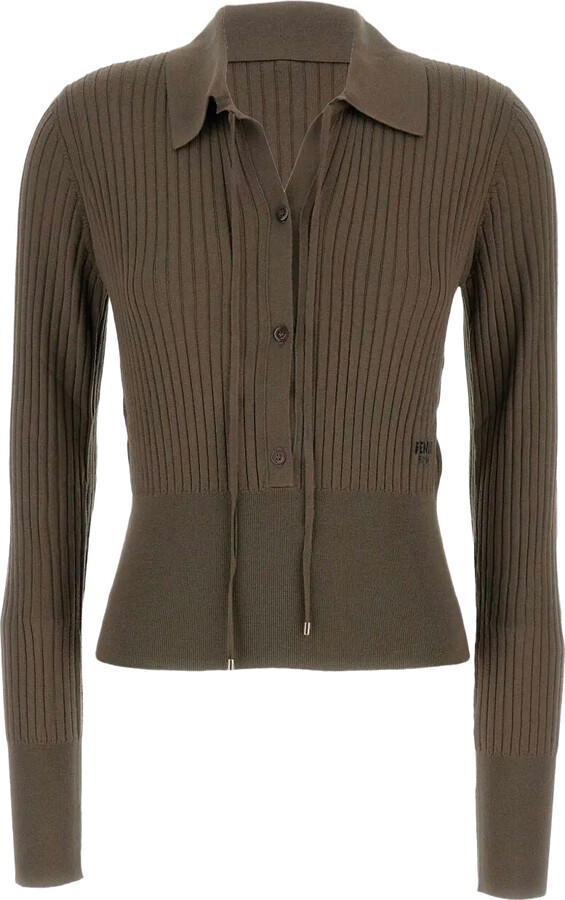 Fendi Slim-Fitting Wool Polo Jumper