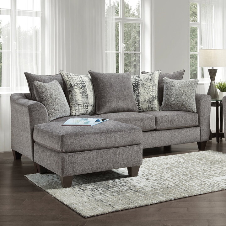 Roundhill Furniture Davoz 2-Piece Living Room Set, Sofa and Cocktail Ottoman, Tori Slate