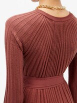 Thumbnail for your product : Proenza Schouler Belted Rib-knitted Silk-blend Midi Dress - Burgundy