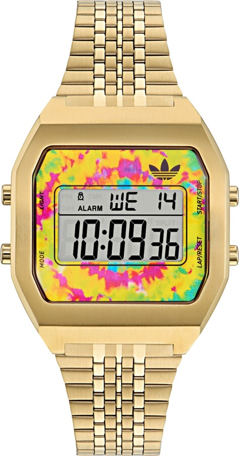 adidas Unisex Digital Gold-Tone Stainless Steel Watch, 36mm