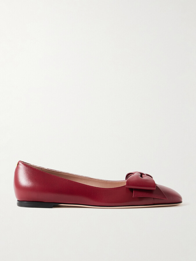 Valentino Garavani Bowow Leather Ballet Flats - Red