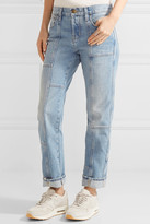 Thumbnail for your product : Current/Elliott The Patchwork Crossover Mid-rise Straight-leg Jeans - Mid denim