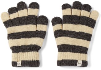 Bobo Choses Kids Grey & Off-White Knit Striped Gloves