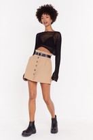 Thumbnail for your product : Nasty Gal Womens Button My Own Linen Mini Skirt - Beige - L