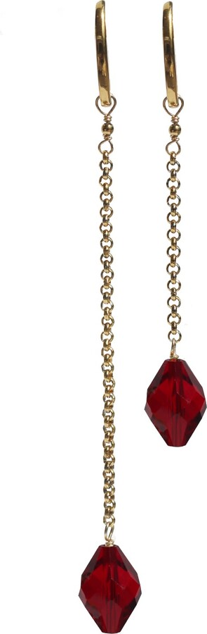 Marquise Swim Red / Gold Bikini Charms - M&Me Marquise Siam Crystal & Gold