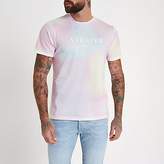 Thumbnail for your product : River Island Pink tie dye slim fit crew neck T-shirt