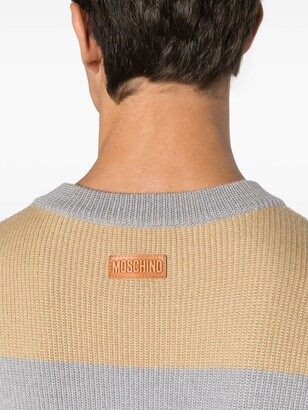 Moschino Logo-Patch Striped Virgin-Wool Vest