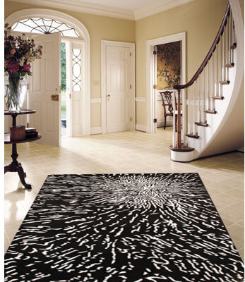 Brayden Studio Halma Hand Knotted Wool Black/Ivory Area Rug