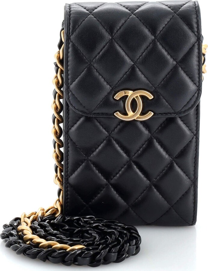 Chanel CC Phone Holder Crossbody Bag Quilted Lambskin at 1stDibs