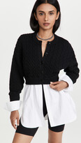 Thumbnail for your product : alexanderwang.t Bi-Layer Cable Cardigan With Oxford Shirting