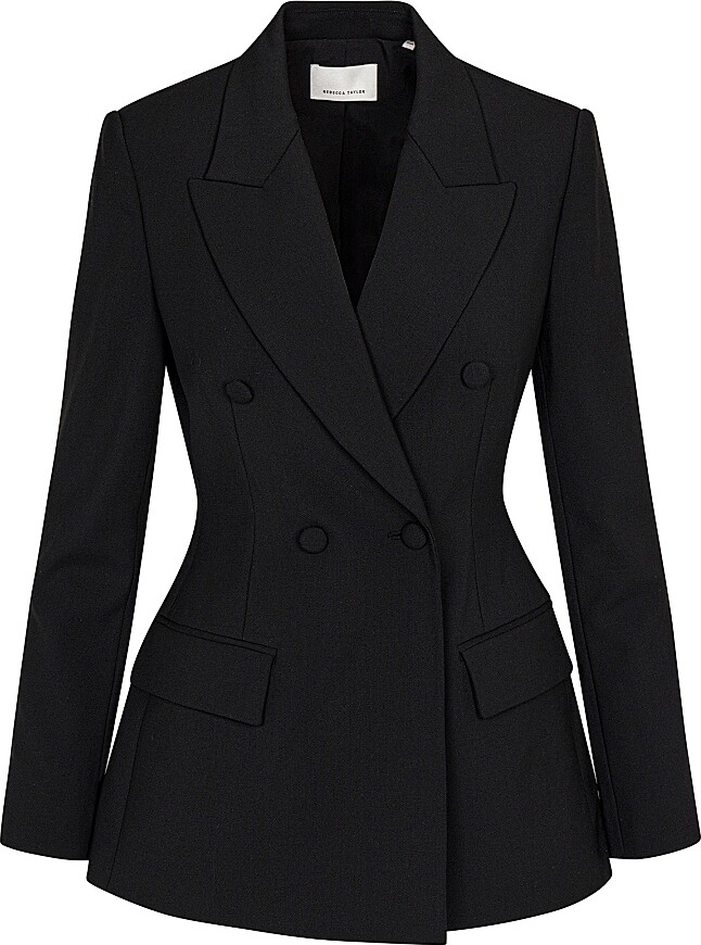Rebecca Taylor Women's Calvary Twill Double Breasted-Blazer - Black - Size 0