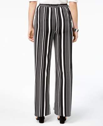 Bar III Striped Faux-Wrap Wide-Leg Pants, Created for Macy's