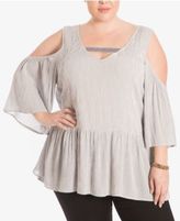 Thumbnail for your product : Eyeshadow Trendy Plus Size Cold-Shoulder Top