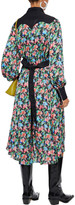 Thumbnail for your product : Paco Rabanne Satin Twill-paneled Floral-print Crepe De Chine Dress