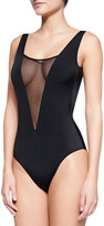 Thumbnail for your product : Norma Kamali INTERACTIVE by Mesh-Inset Plunging One-Piece